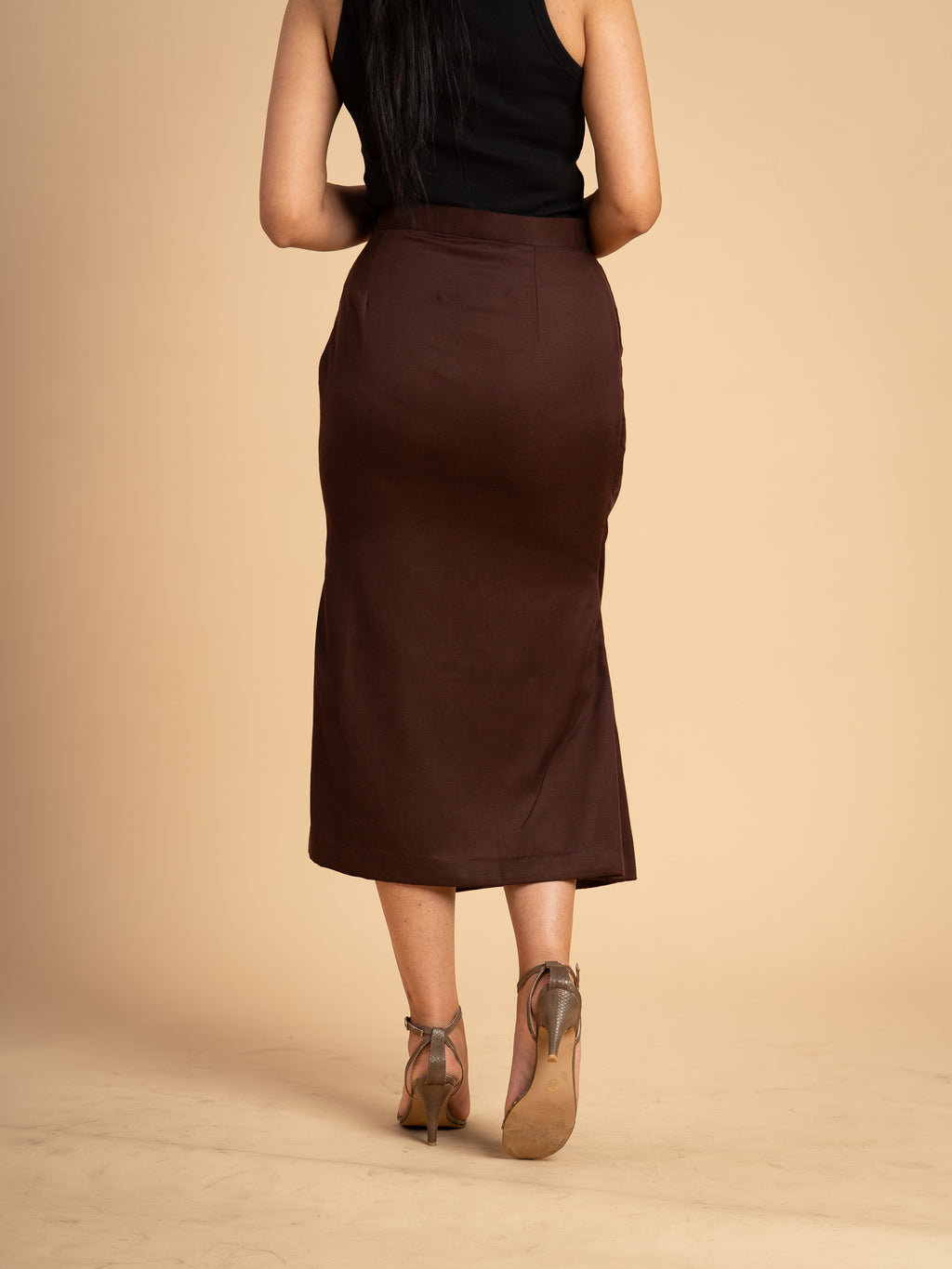 Tencel Cotton Flared Skirt - Cinder, Brown