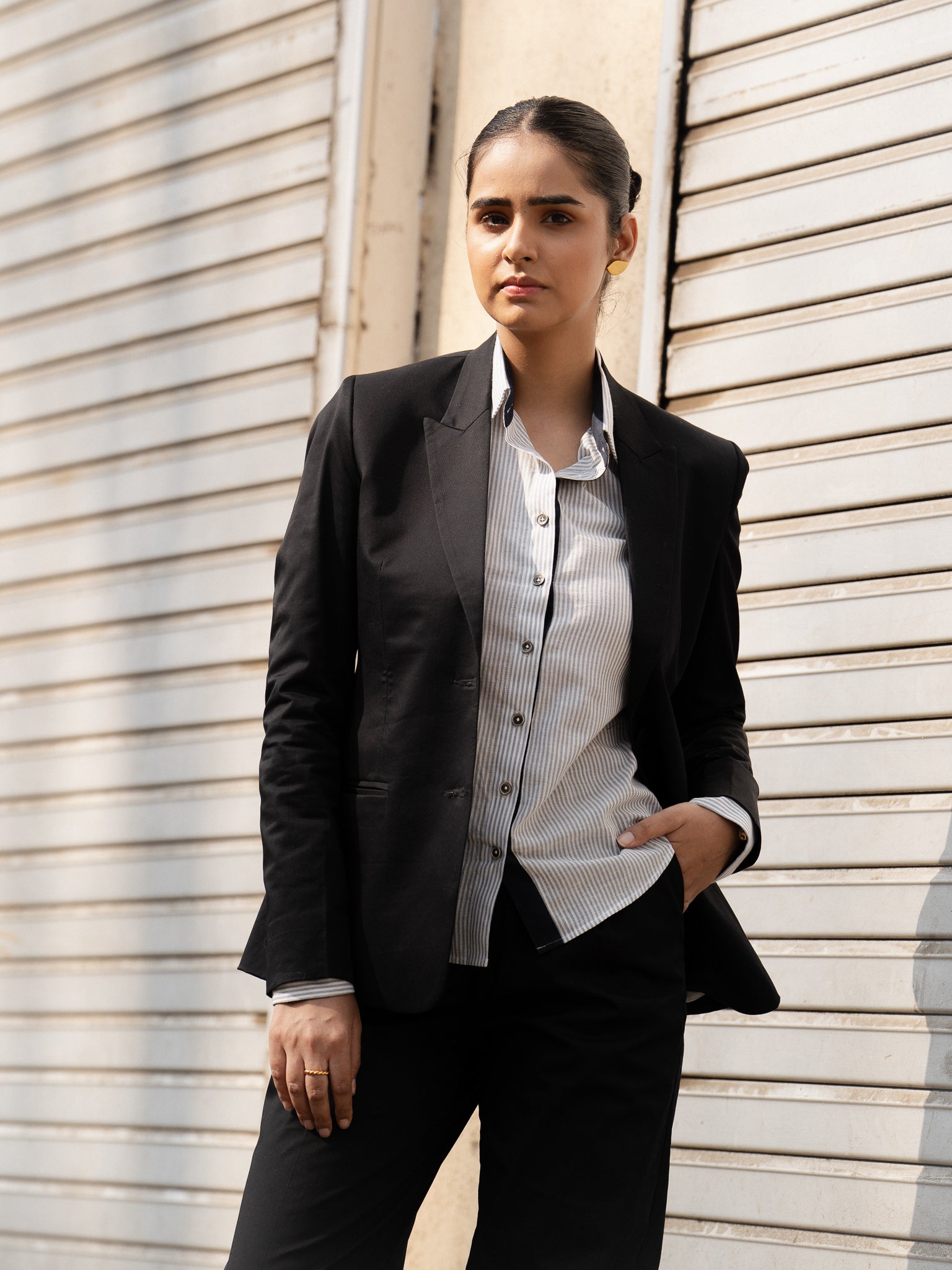 Cotton Blazer - Twilight, Black