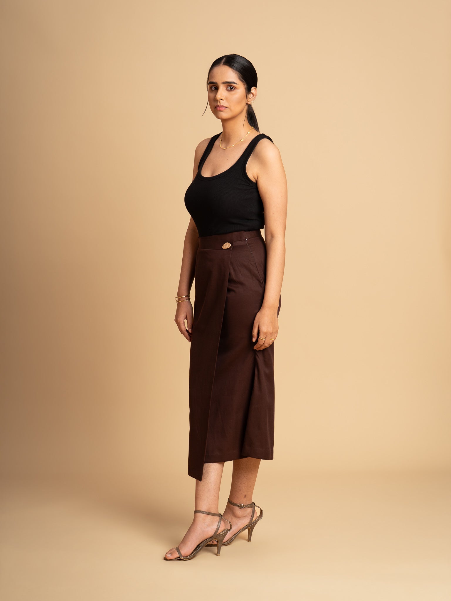 Cinder Tencel Cotton Flex Skirt- Brown