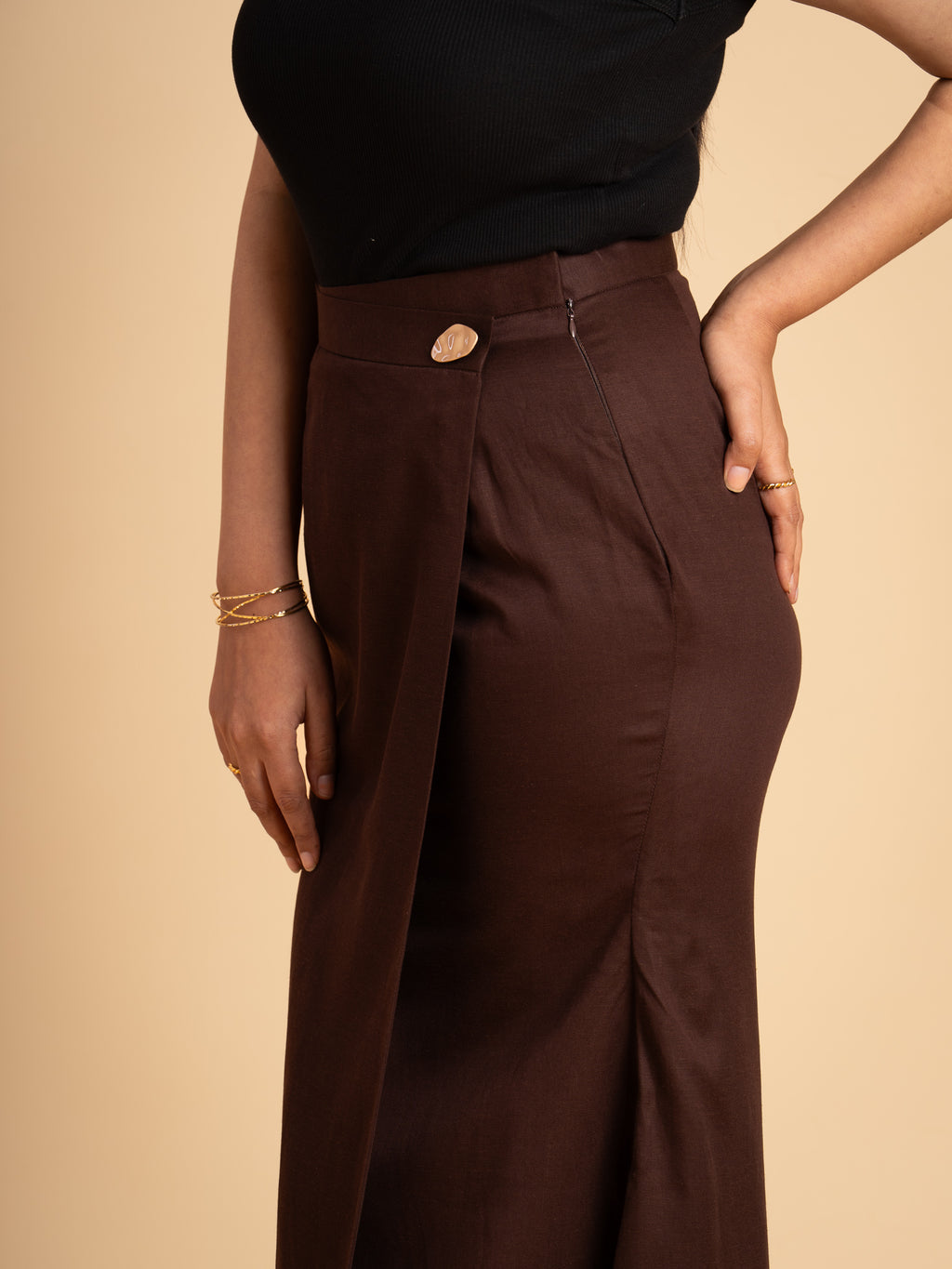 Cinder Tencel Cotton Flex Skirt- Brown