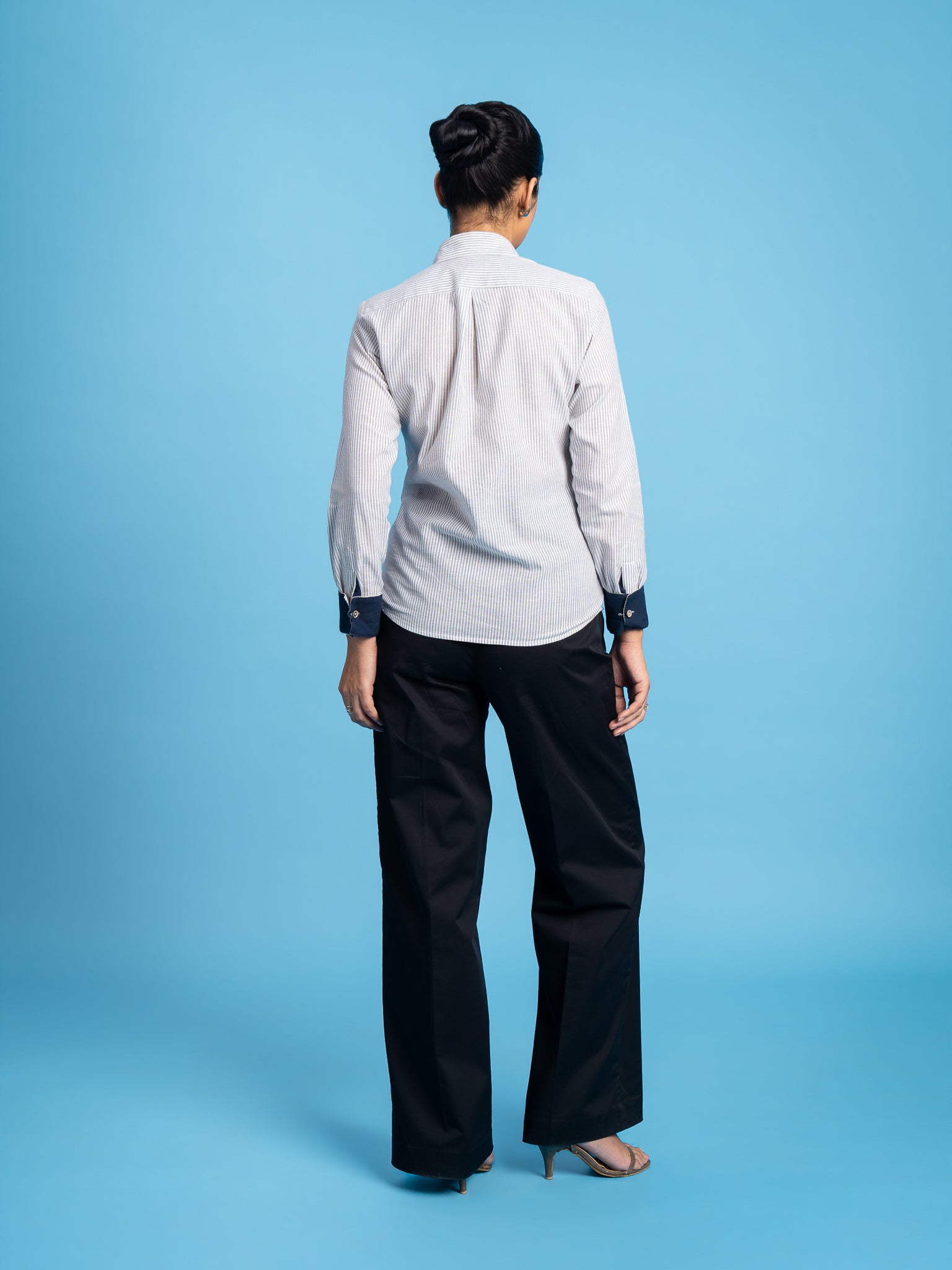 Dawnline Cotton Stripe Shirt- Grey