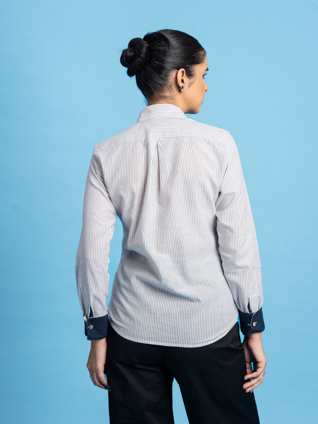 Dawnline Cotton Stripe Shirt- Grey