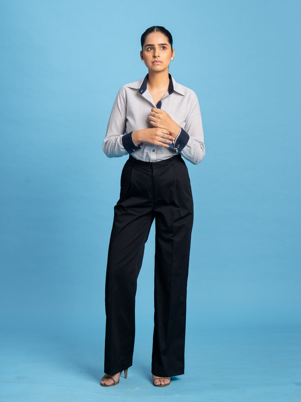 Dawnline Cotton Stripe Shirt- Grey