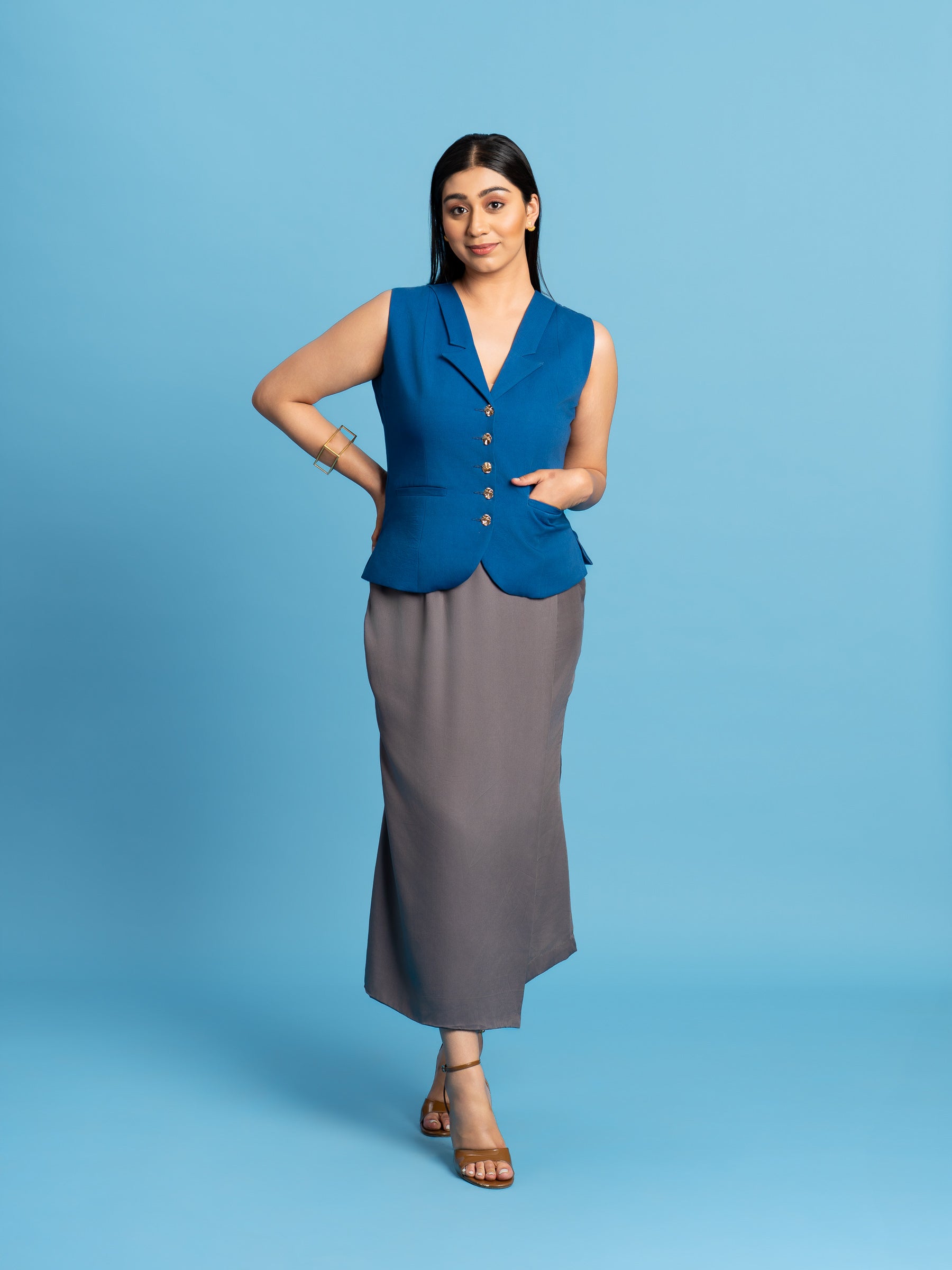 Cotton Twill Waistcoat - Sombre, Blue