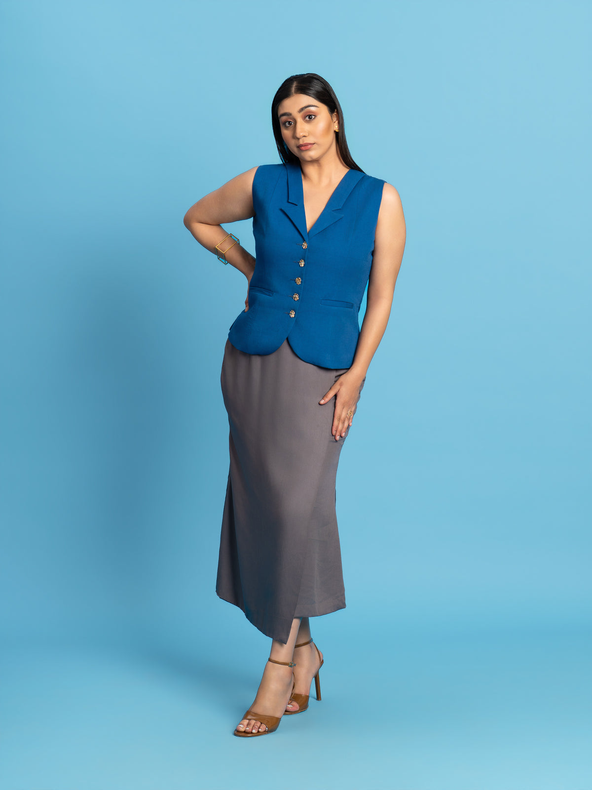 Cotton Twill Waistcoat - Sombre, Blue