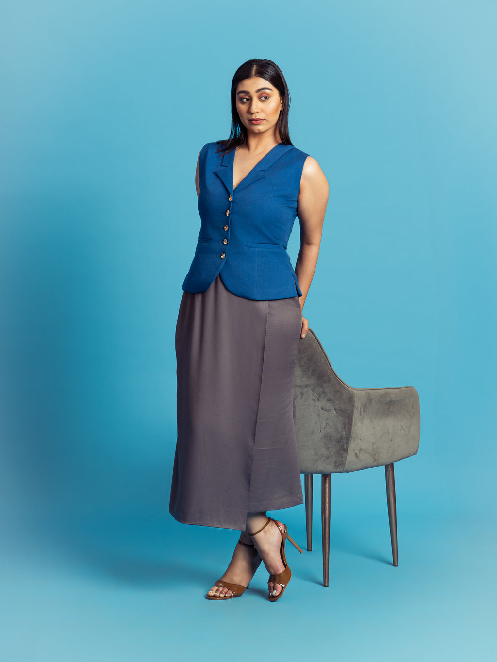 Cotton Twill Waistcoat - Sombre, Blue