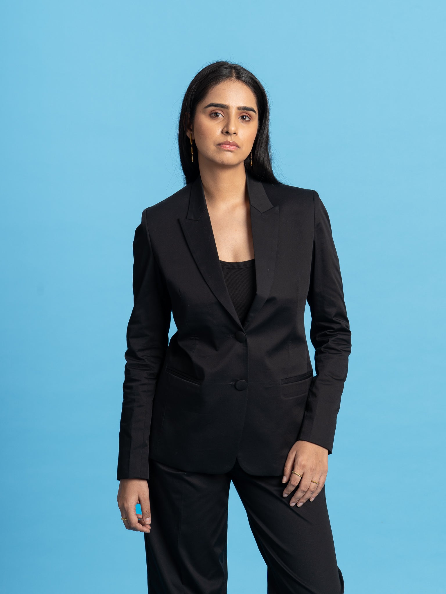 Twilight Handcrafted Cotton Blazer- Black