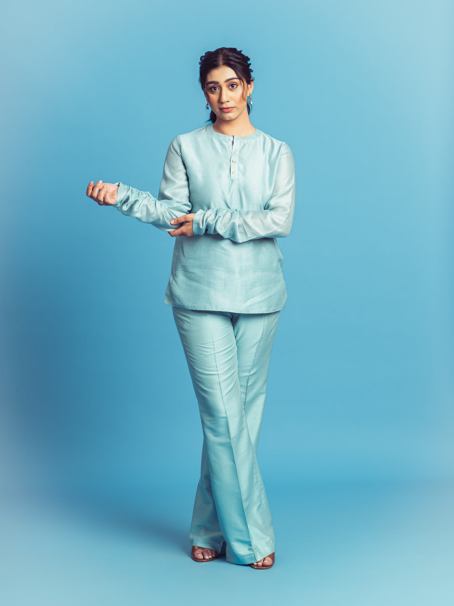 Halo Silk Tunic- Ice Blue