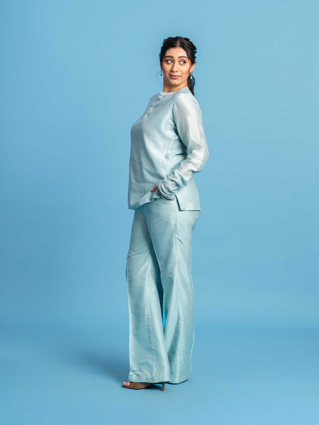 Halo Silk Tunic- Ice Blue