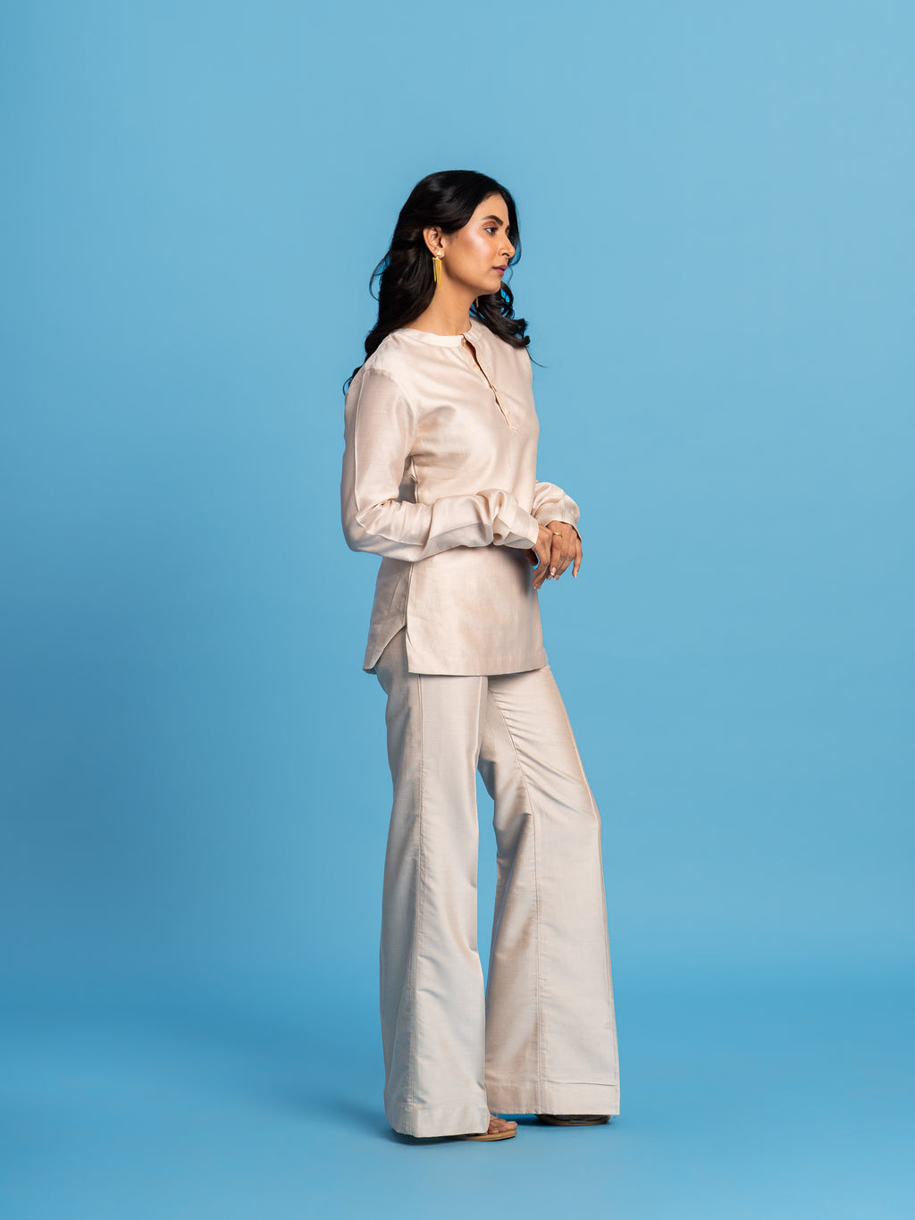 Haze Silk Blend Trouser- Light Mocha