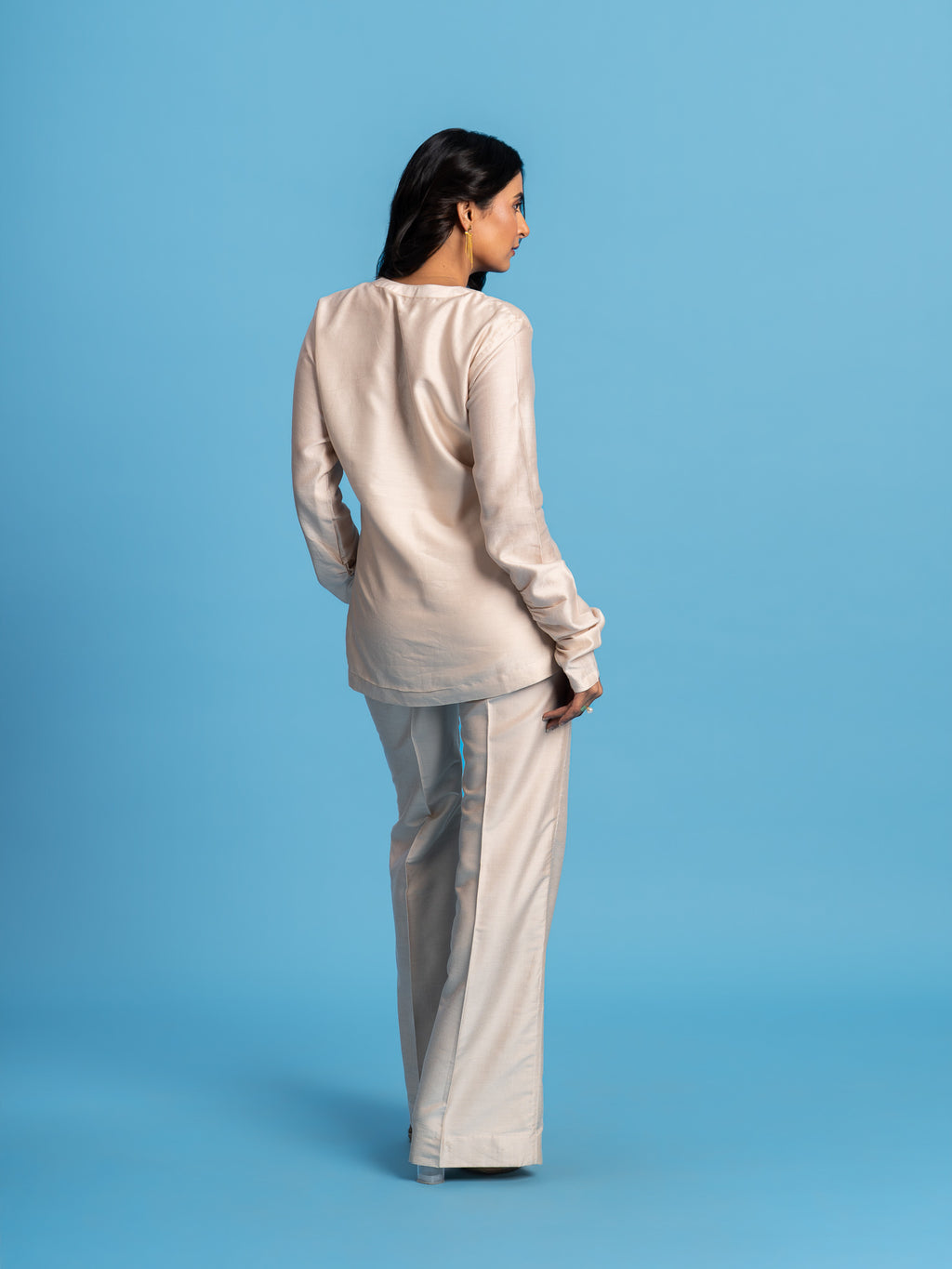 Haze Silk Blend Trouser- Light Mocha