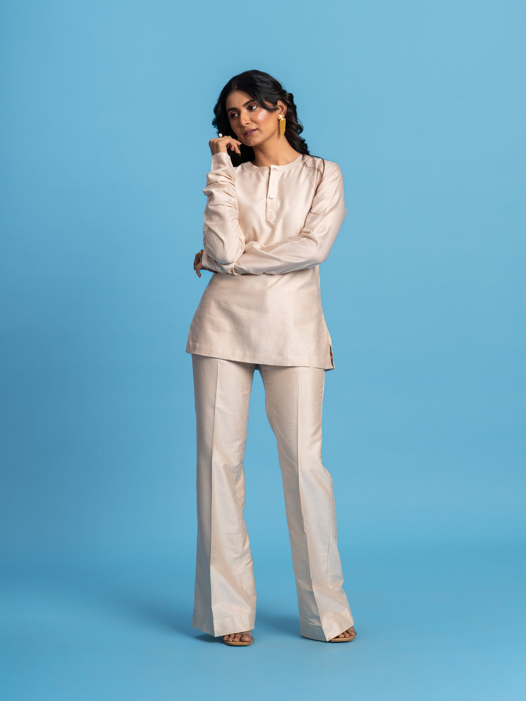 Halo Silk Tunic- Light Mocha