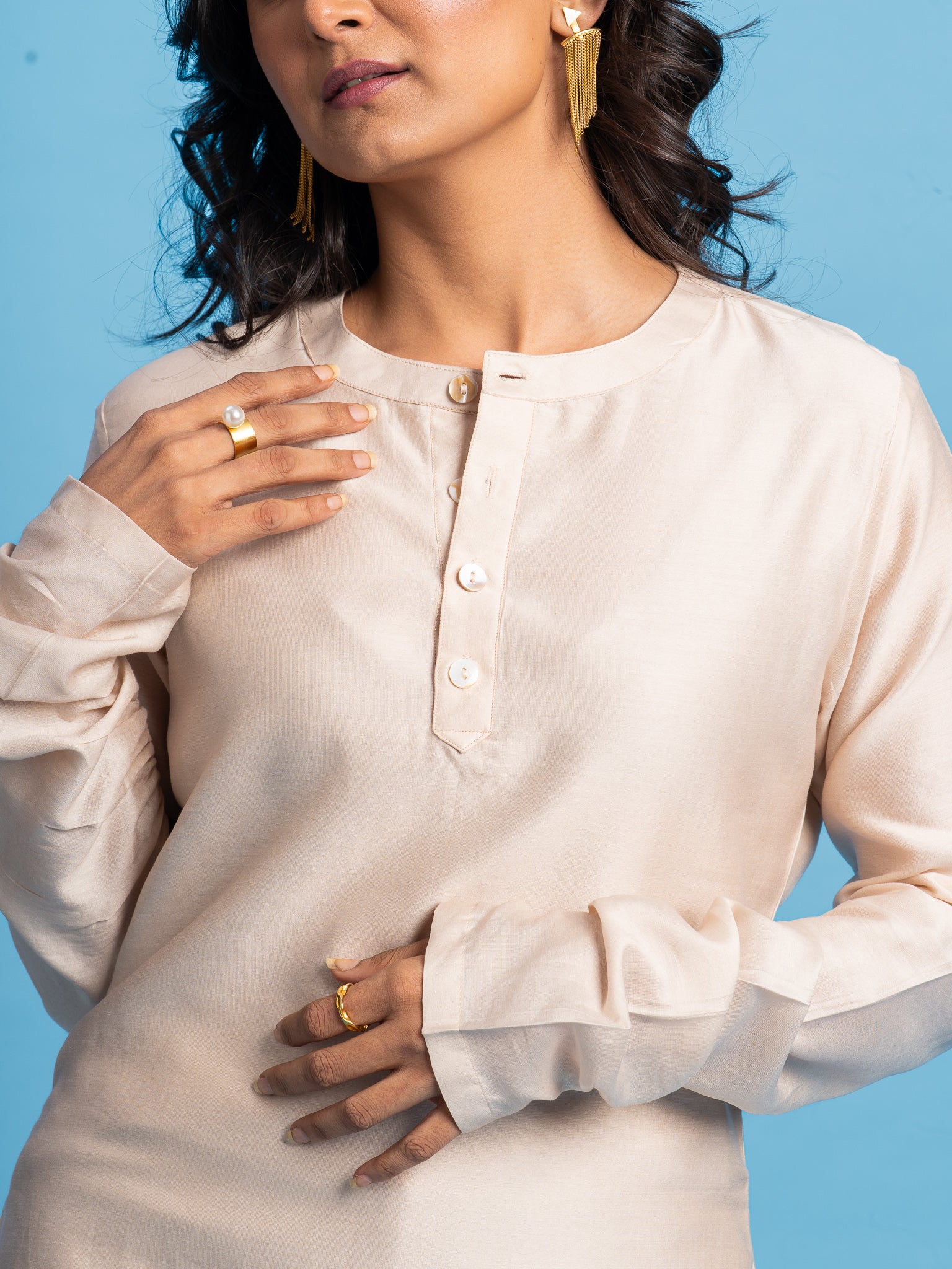 Halo Silk Tunic- Light Mocha