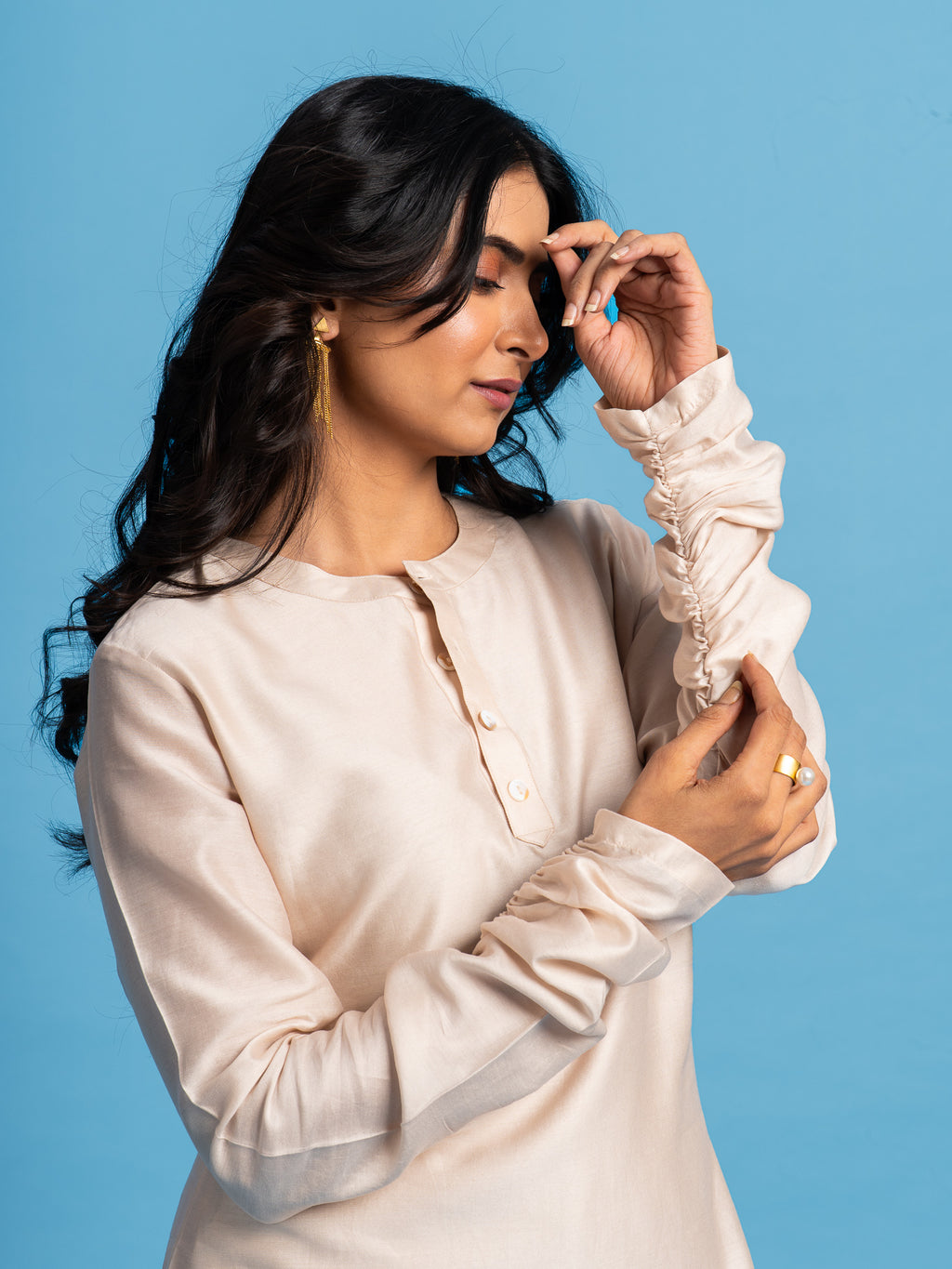 Halo Silk Tunic- Light Mocha