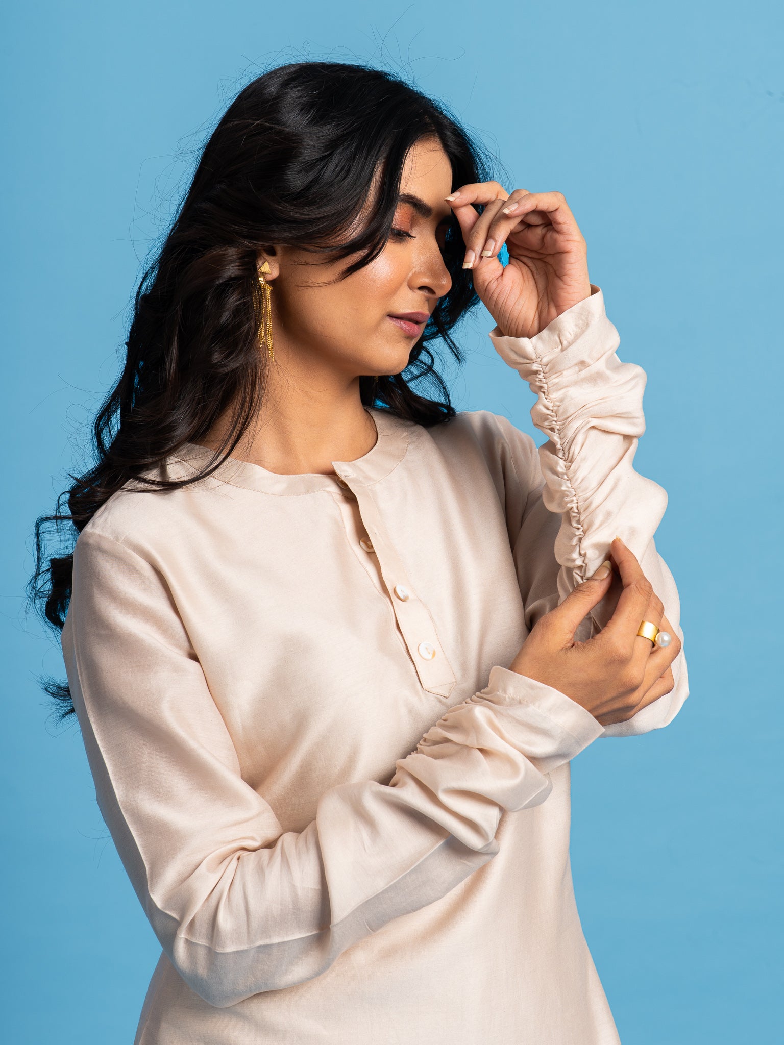 Halo Silk Tunic- Light Mocha