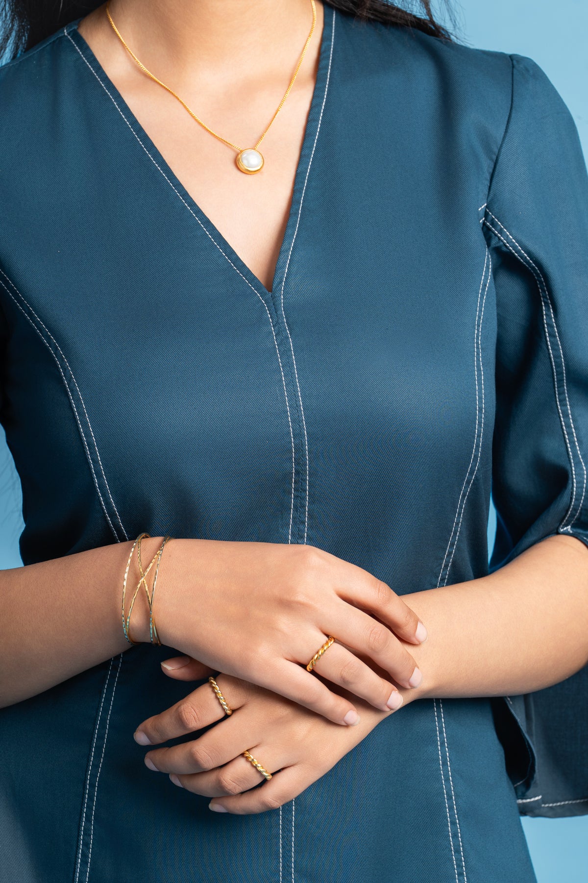 Tencel Shift Dress - Sol, Teal Blue