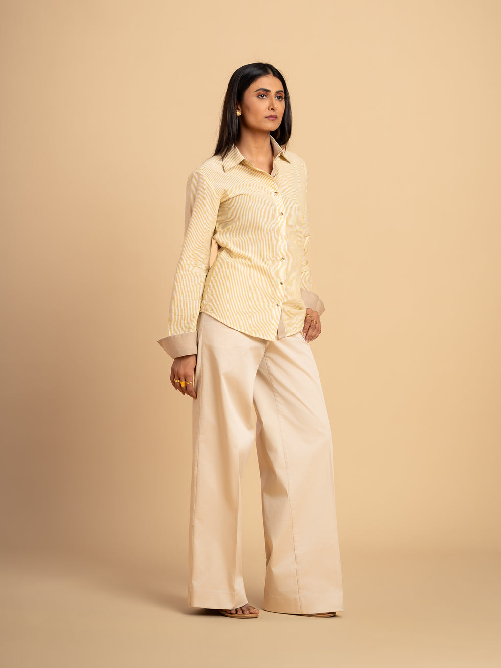 Dawnline Cotton Stripe Shirt- Butter Yellow