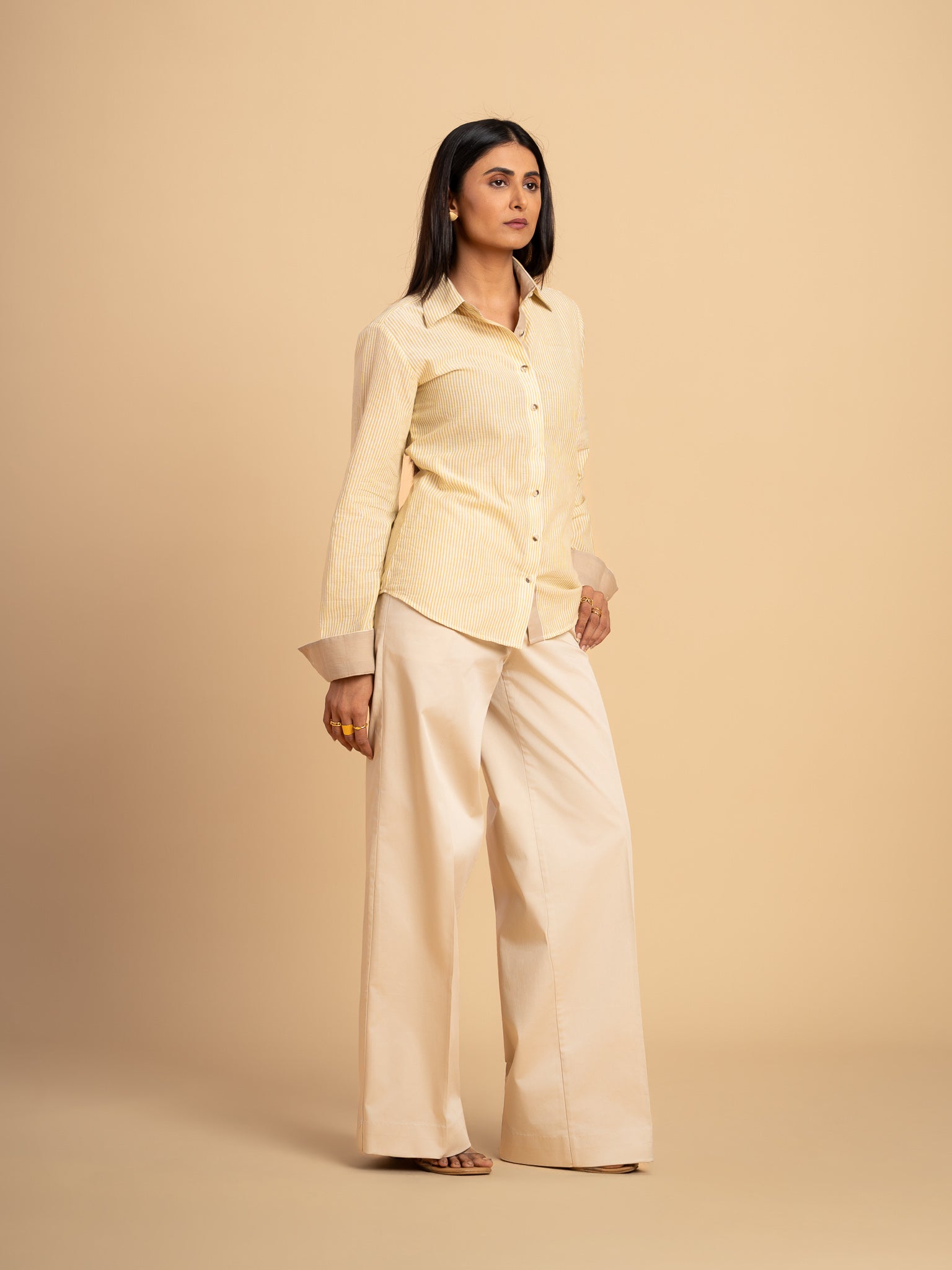 Dawnline Cotton Stripe Shirt- Butter Yellow