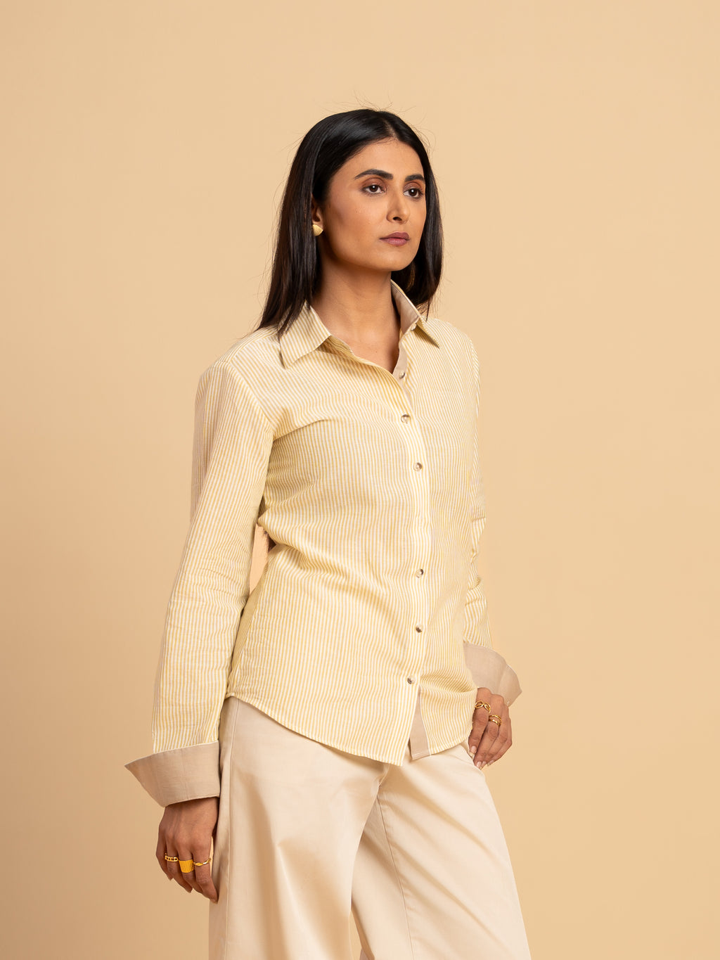 Handloom Cotton Stripe Shirt - Dawnline, Butter Yellow