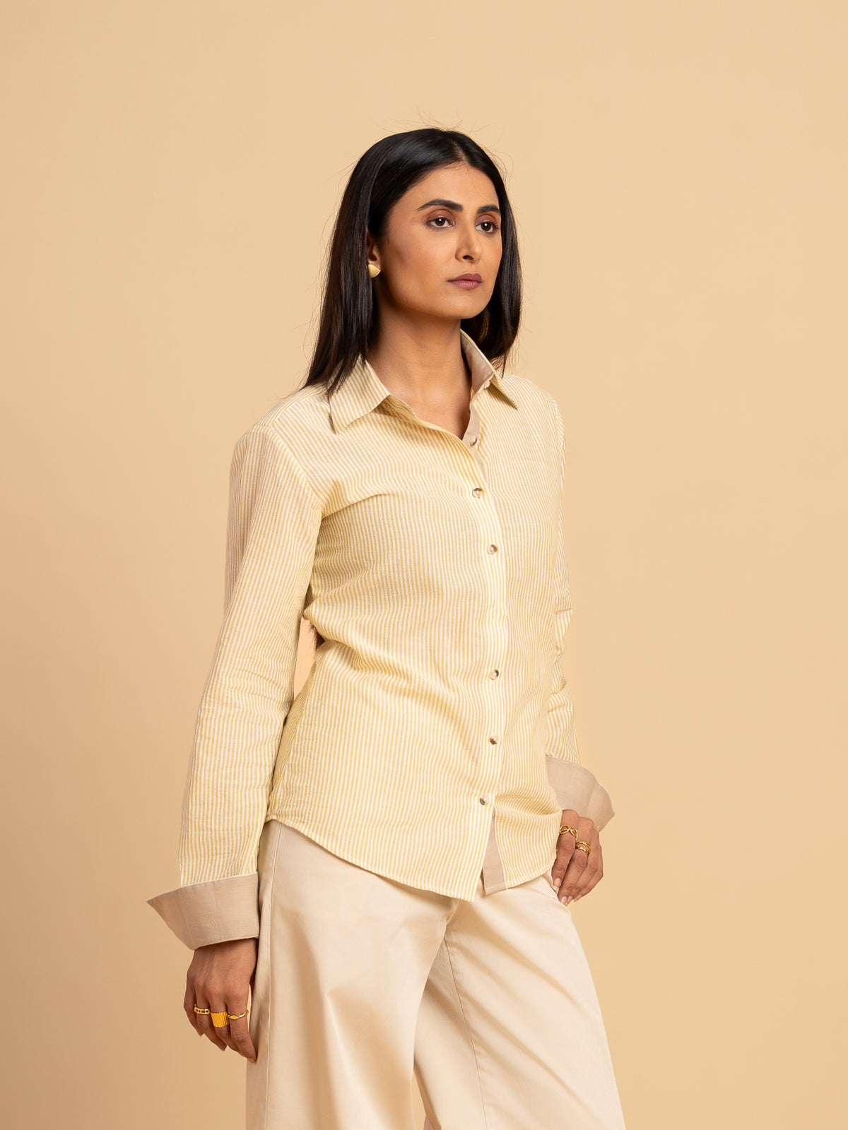 Handloom Cotton Stripe Shirt - Dawnline, Butter Yellow