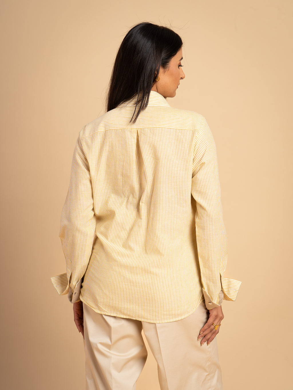Dawnline Cotton Stripe Shirt- Butter Yellow