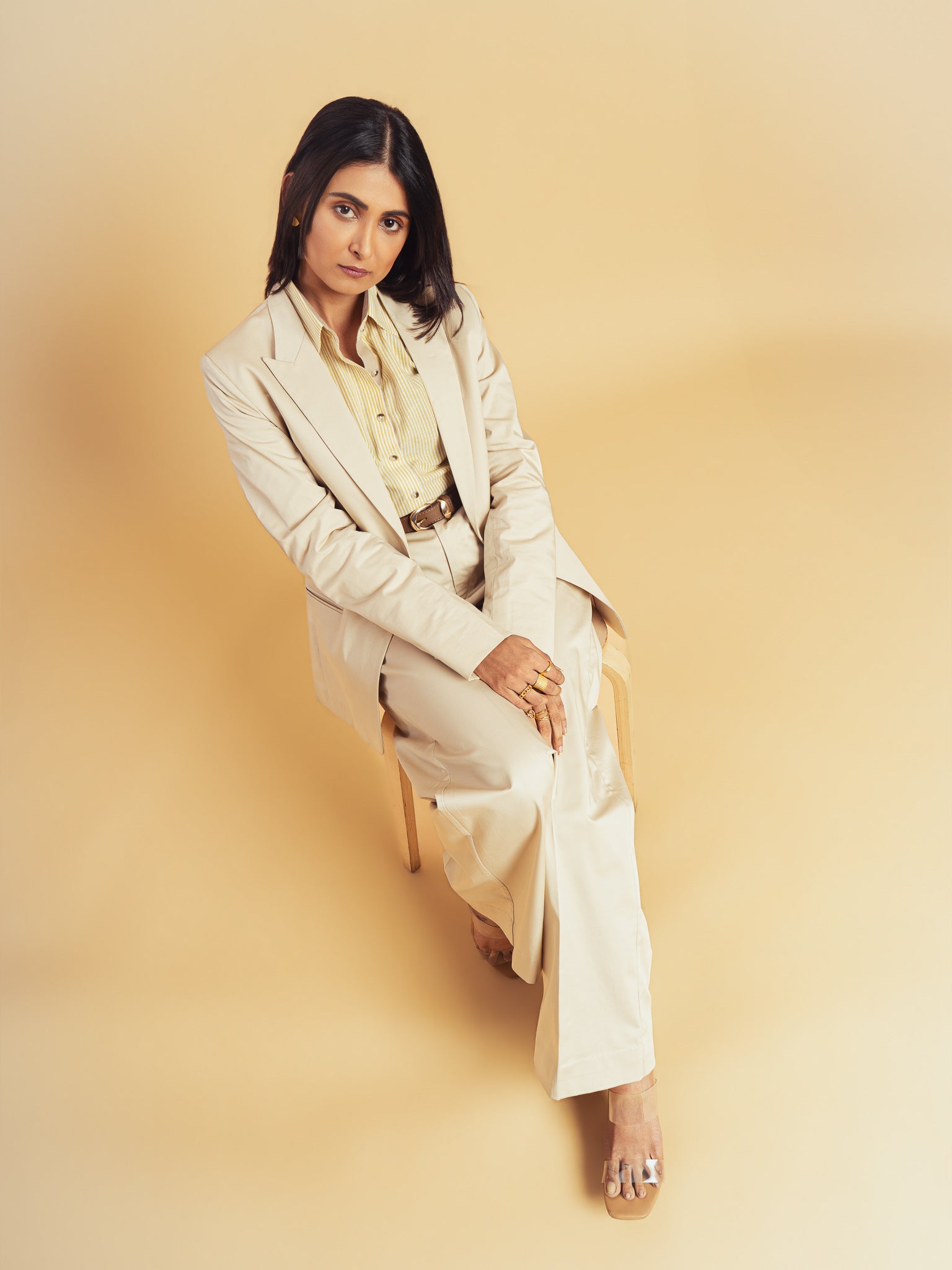 Twilight Handcrafted Cotton Blazer- Beige