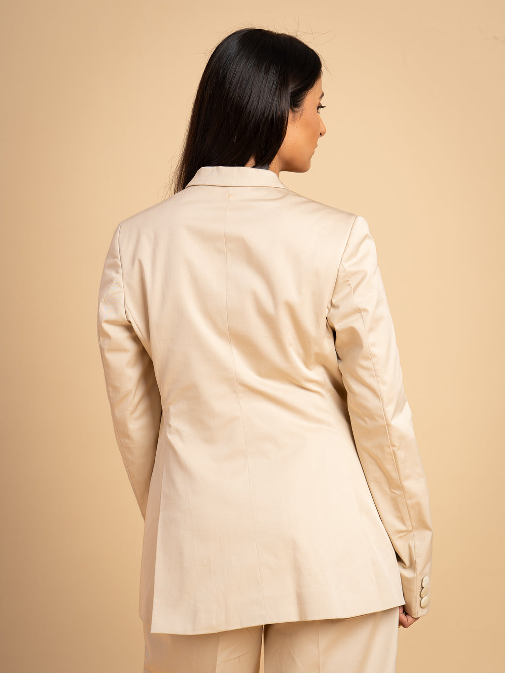 Twilight Handcrafted Cotton Blazer- Beige